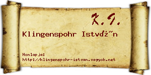 Klingenspohr István névjegykártya